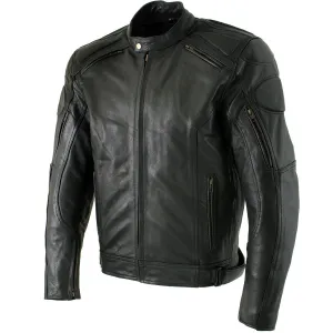 Xelement B7366 Men's 'Executioner' Black Leather Racer Jacket with