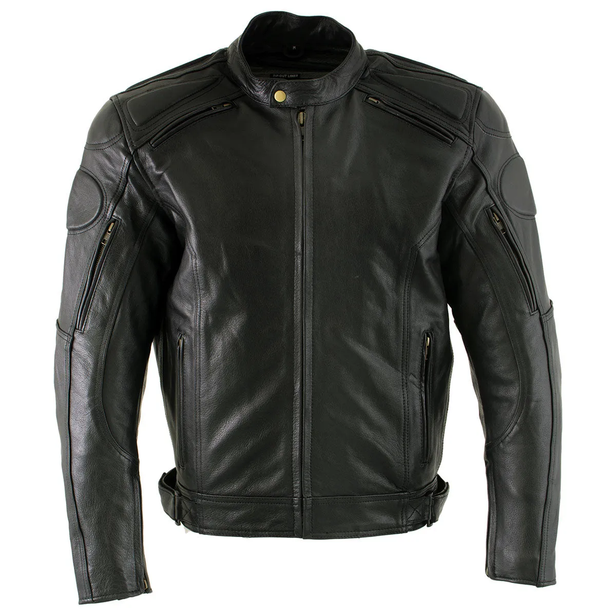 Xelement B7366 Men's 'Executioner' Black Leather Racer Jacket with