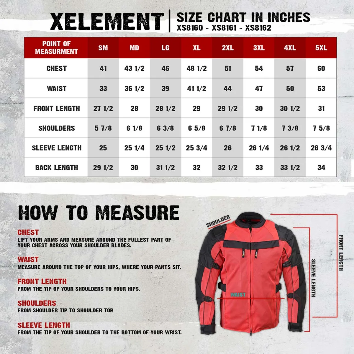 Xelement XS8161 Men's 'Venture' All Season Black with Red Tri-Tex and Mesh Motorcycle Rider Jacket with X-Armor