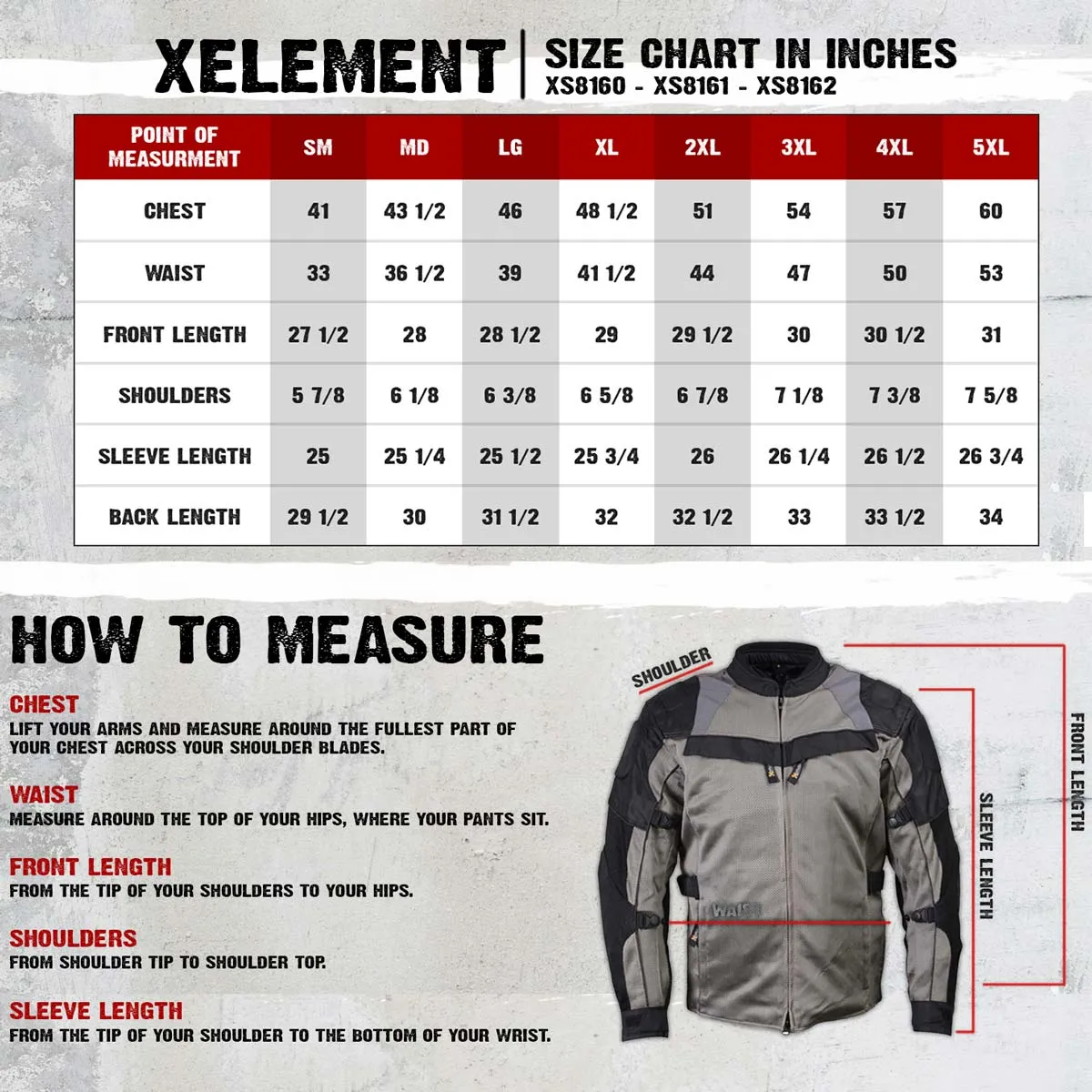 Xelement XS8162 Men's 'Venture' All Season Black with Grey Tri-Tex and Mesh Motorcycle Jacket with X-Armor