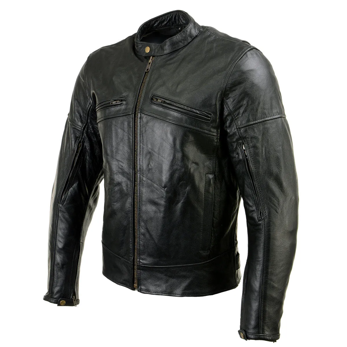 Xelement XSPR105 Men's 'The Racer' Black Leather Armored and Vented