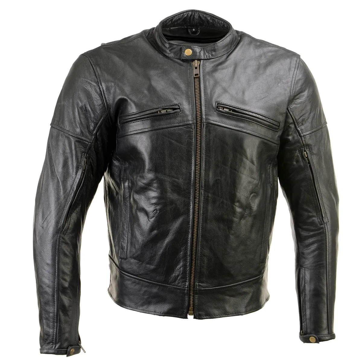 Xelement XSPR105 Men's 'The Racer' Black Leather Armored and Vented