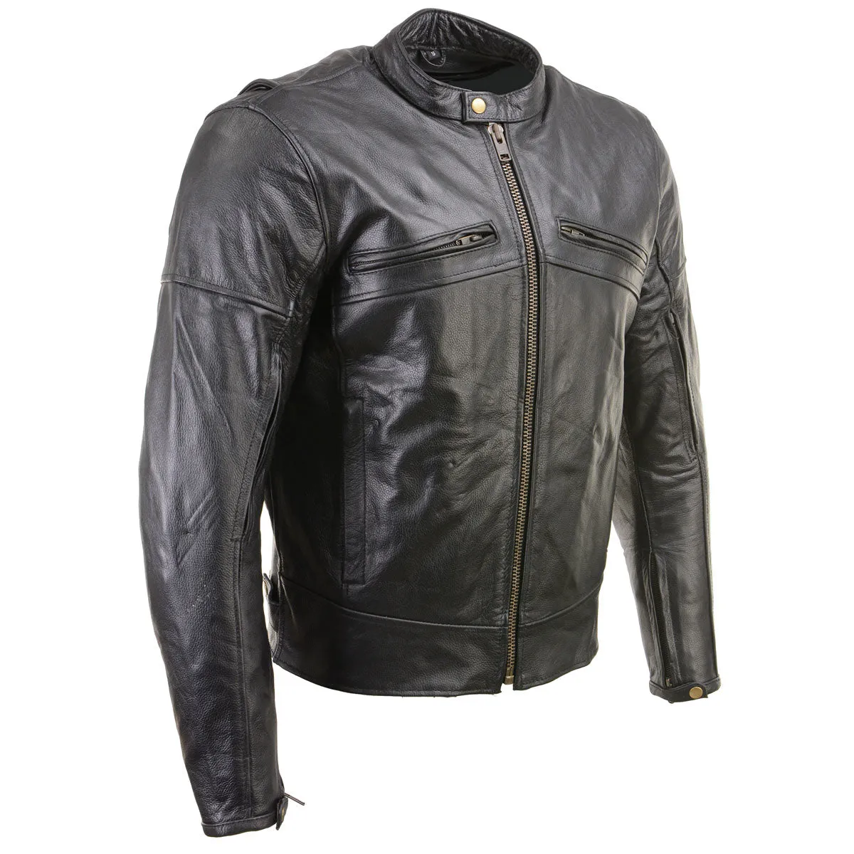 Xelement XSPR105 Men's 'The Racer' Black Leather Armored and Vented