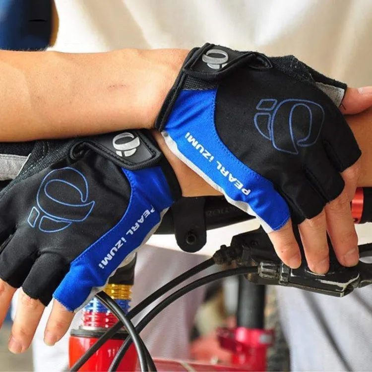 YIZIMI Anti-shock Half-finger Gloves Cycling Silicone Short Finger Gloves, Size: XL(Black Blue)