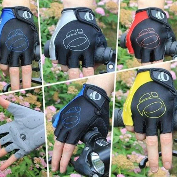 YIZIMI Anti-shock Half-finger Gloves Cycling Silicone Short Finger Gloves, Size: XL(Black Blue)