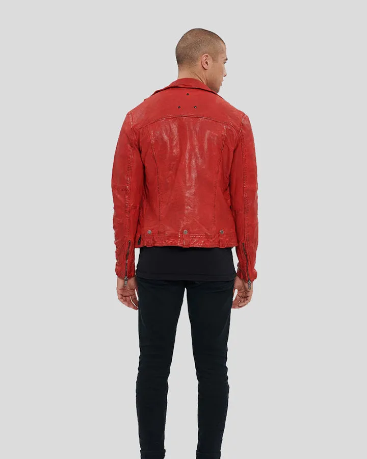 Zuse Red Motorcycle Leather Jacket