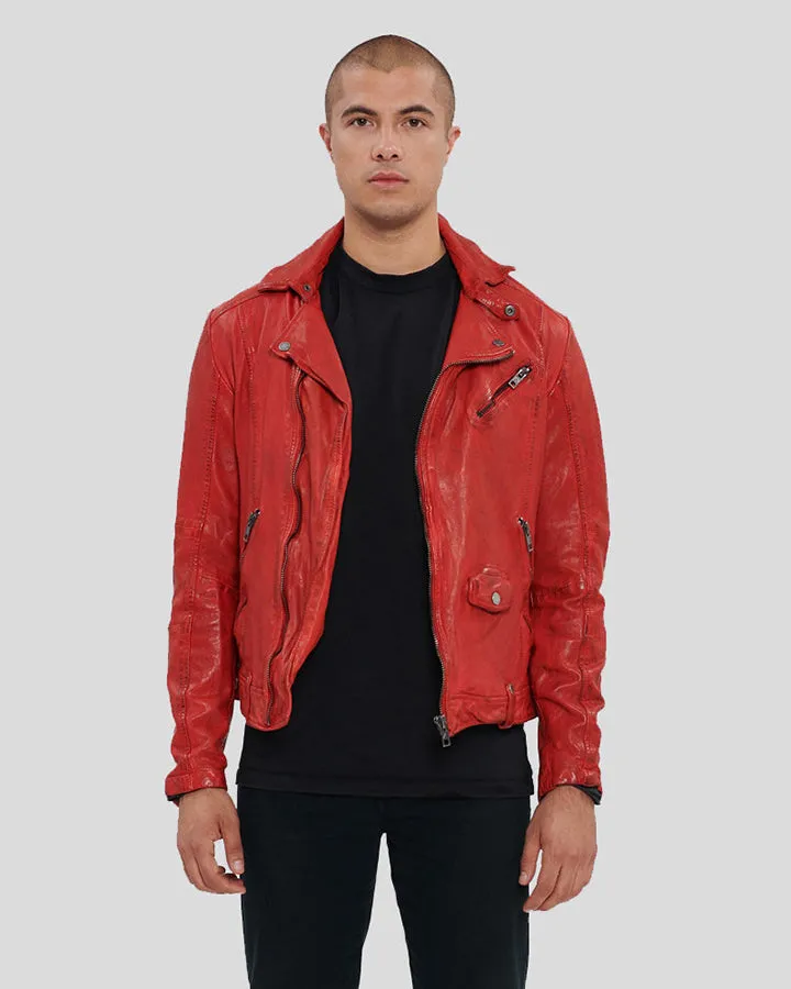 Zuse Red Motorcycle Leather Jacket